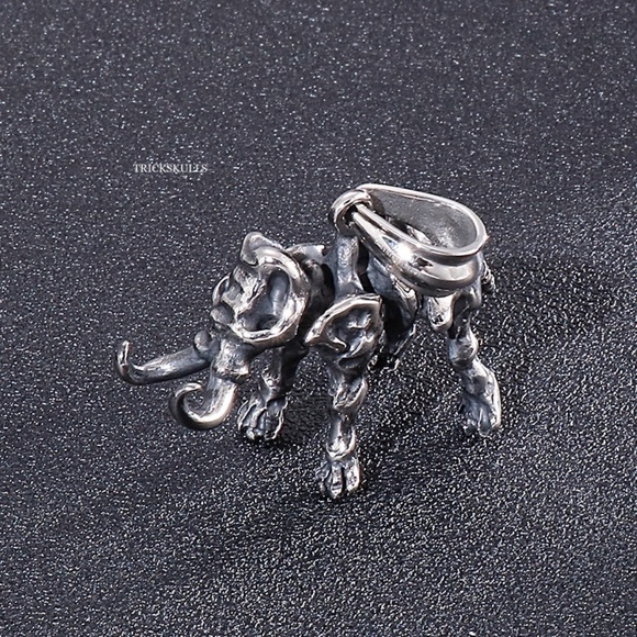 Mastodon Elephant Ghost Skeleton Skull 316 Stainless Steel Pendant 60cm Chain - Picture 6 of 11